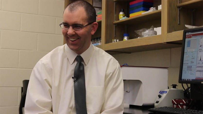 Dr. K. Hargadon discusses his cancer research at H-SC