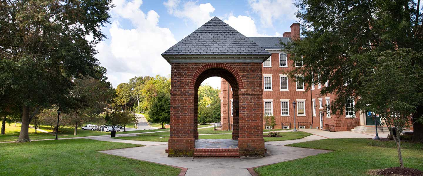 Bell Tower and Morton Hall seen through the arches at Hampden-Sydney College