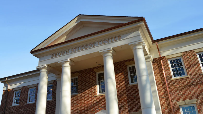 Brown Student Center front entrance sign