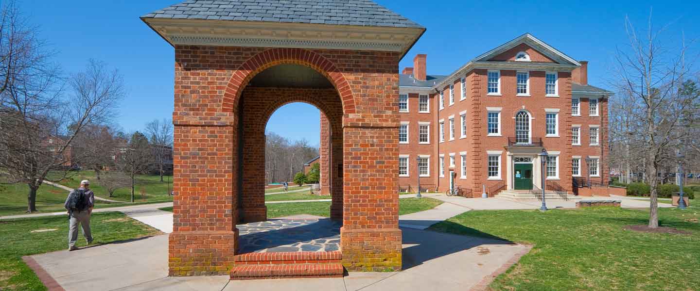 The iconic bell tower stands in front of Morton Hall at Hampden-Sydney College