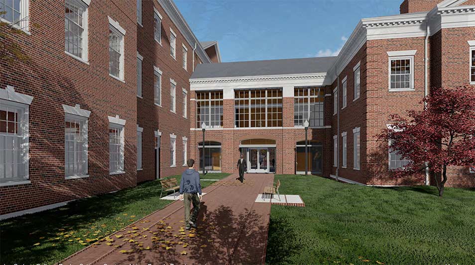 Artistic rendering of the Pauley Science Center at Hampden-Sydney College