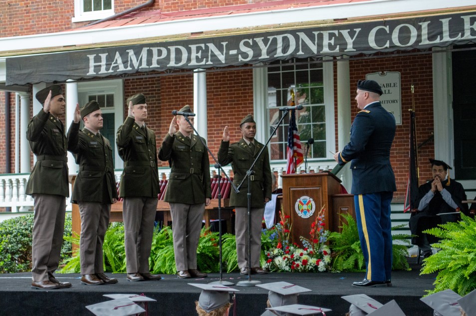 students in ROTC uniform at the commissioning ceremony