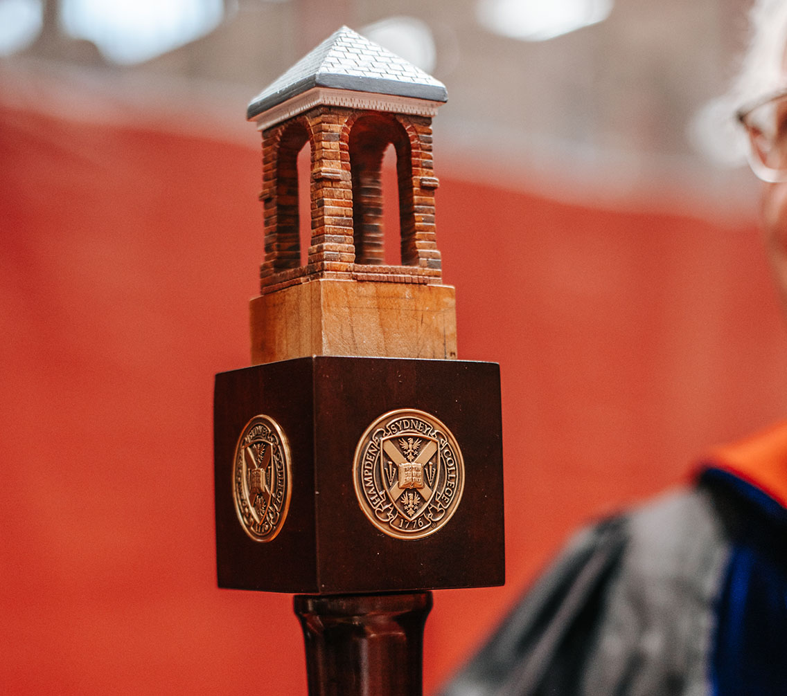 The Hampden-Sydney College ceremonial mace during commencement procession