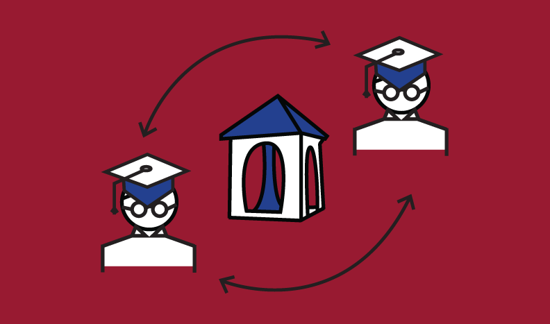 infographic of alumni and the Bell tower