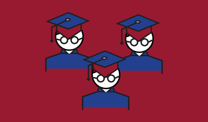 Infographic representing students with mortarboards