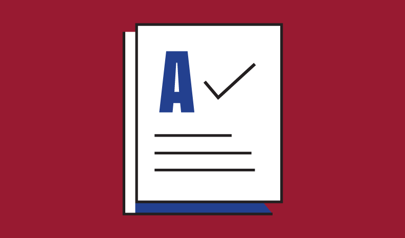 infographic of a paper with an "A" on it