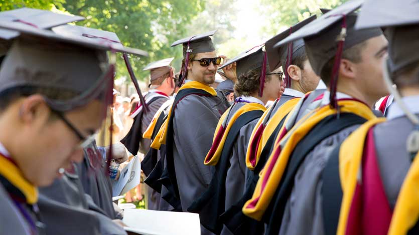 Smiling students at Commencement 2017 at Hampden-Sydney College 