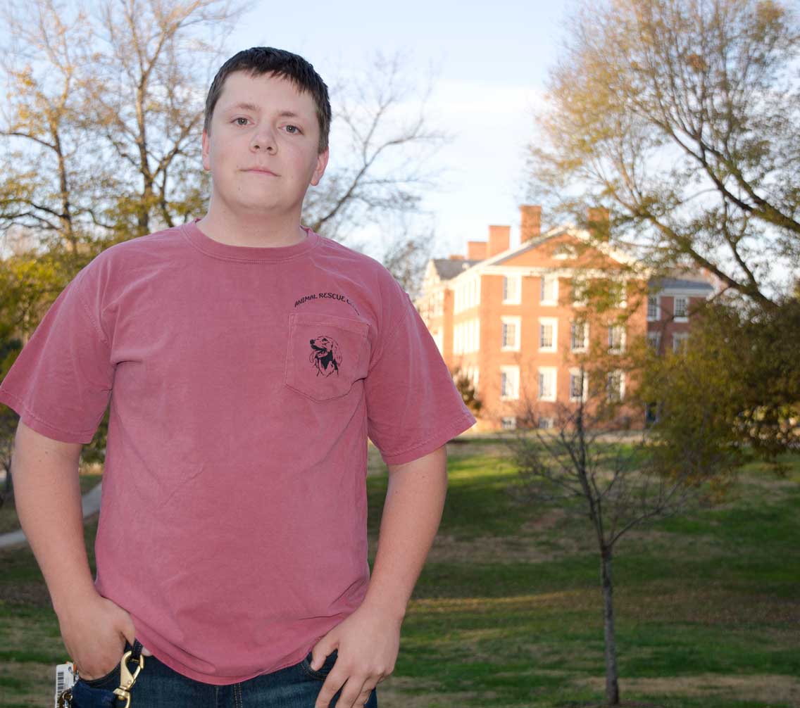 Shaun Everson '20 ARC President stands in fornt of Morton Hall