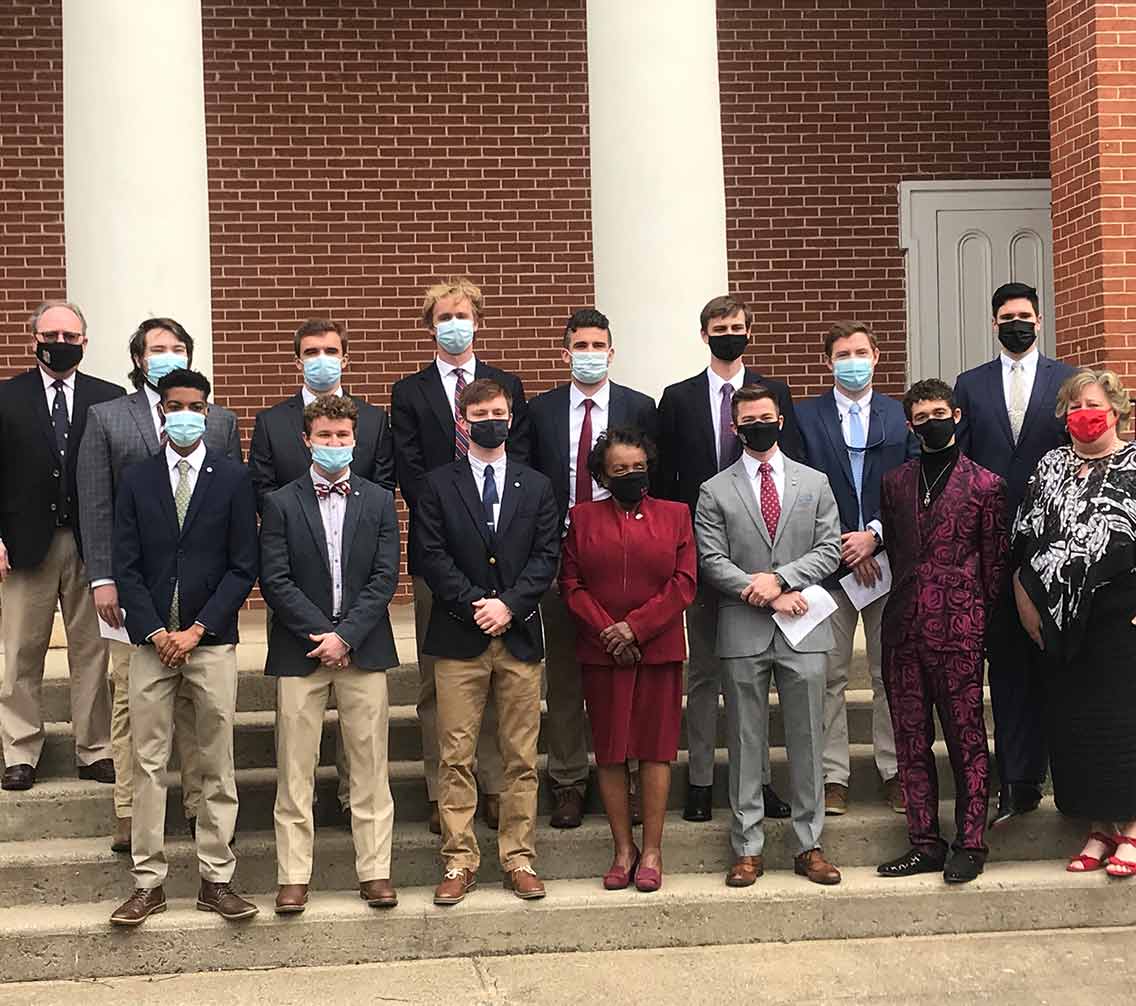 Spring 2021 ODK Initiates gathered on the steps