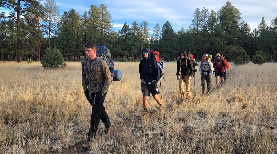 Hampden-Sydney students hiking through the Gila Wilderness