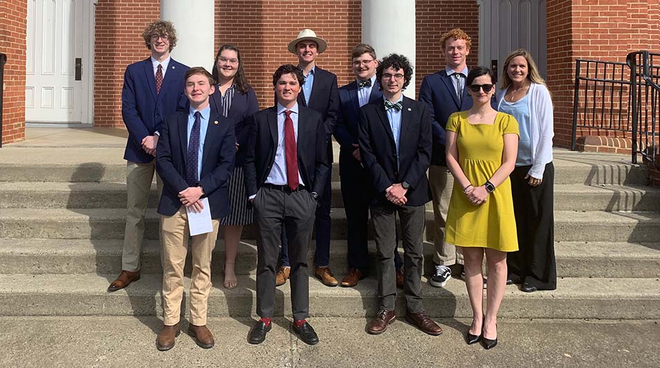 Spring 2022 ODK inductees standing on the church steps