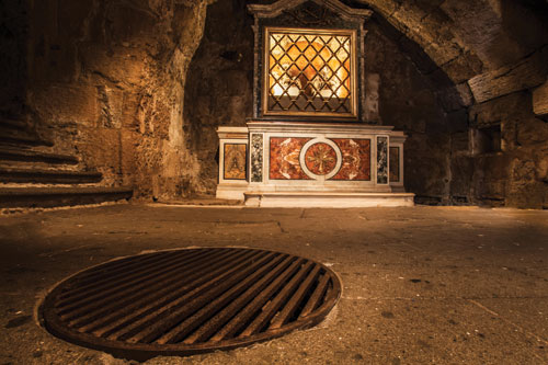 a stone altar in St. Paul's prison