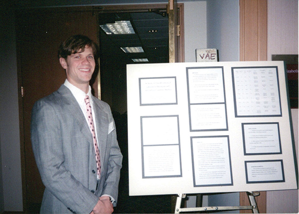 Brian Taylor in 1994 presenting a science research poster