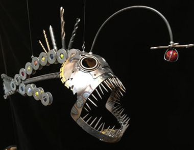metal sculpture of an angler fish