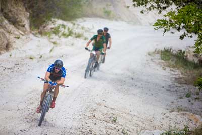 Gordon in an off-road bicycle race