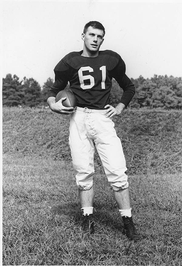 Clancy Holland '52, as a football player in the 1950s