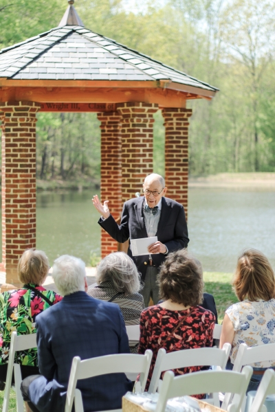 Jim Hogan dedicating the new outdoor pavilion at Wright Point