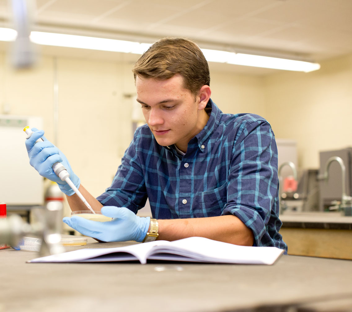 David Bushhouse '19 in biology laboratory