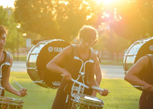 Sam Fleming '19 rehearsing in the Carolina Crown Drum Line