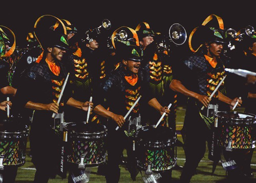 Sam Fleming '19 performing in the Carolina Crown Drum Line