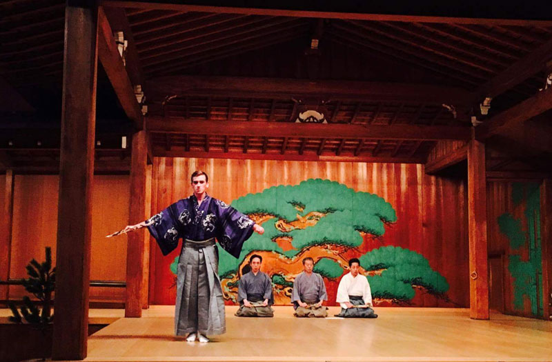 Quinn Sipes '19 performing Takasago in dress rehearsal