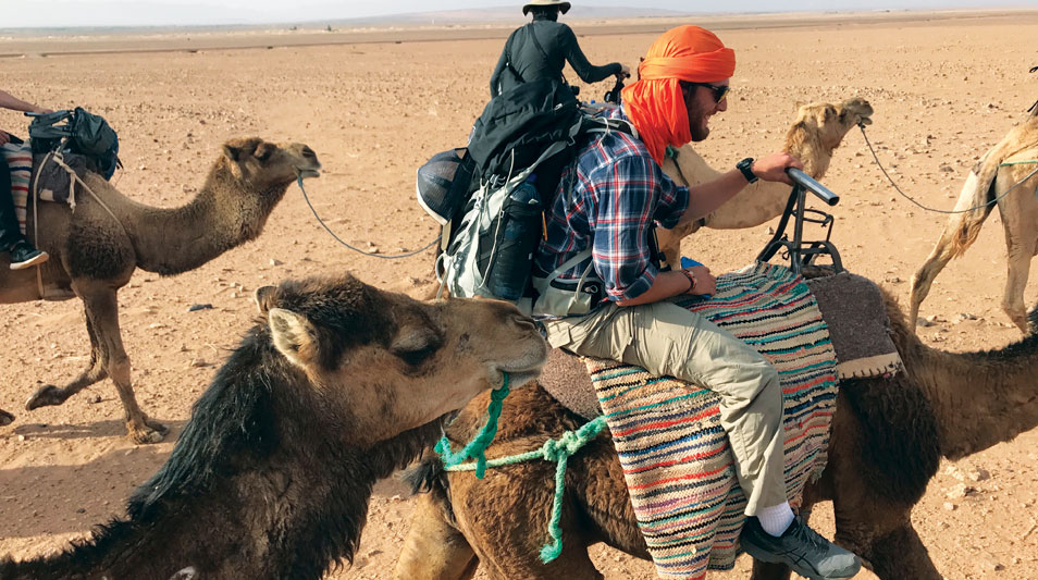 a camel ride to a nomad camp in the Zagora desert of Morocco