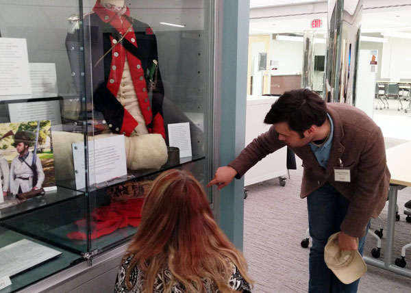 Lucas Hamby presenting his Revolutionary War era hand sewn jacket