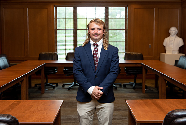 Brennan Vaught in student courtroom