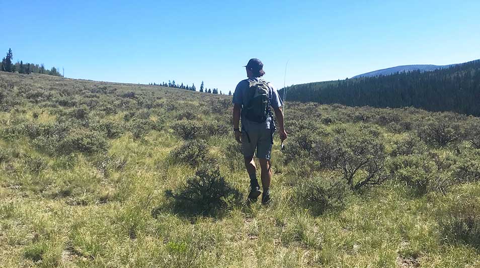 Joel Williams '21 hiking Los Pinos Creek