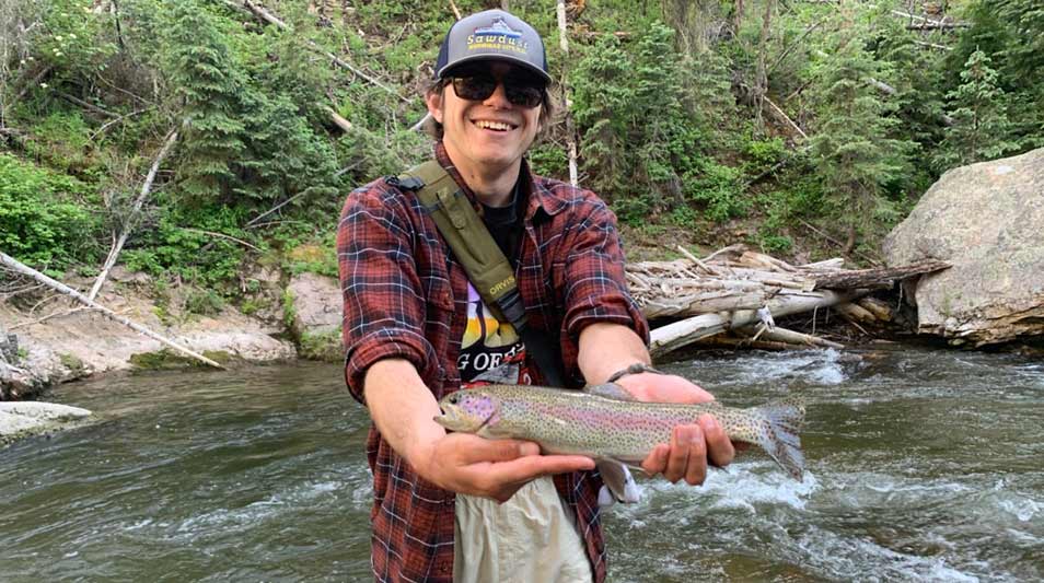 David King '21 holding a trout