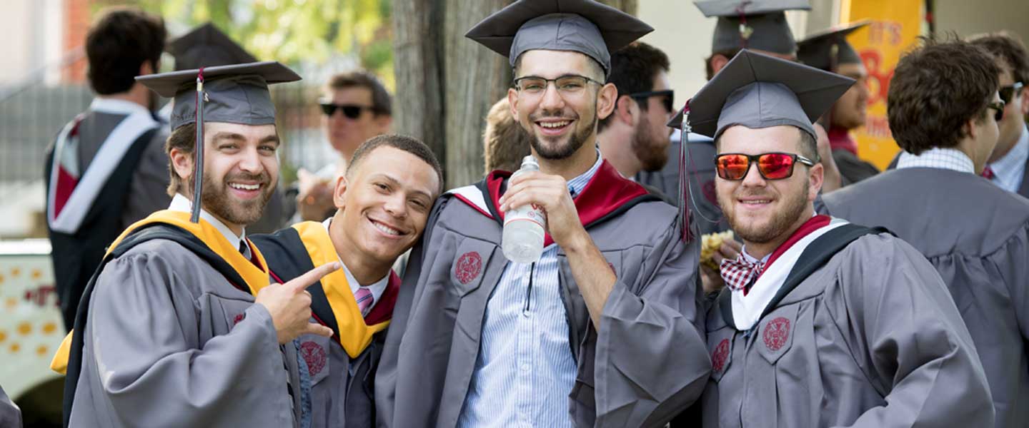 Hampden-Sydney College men celebrating at commencement 2018