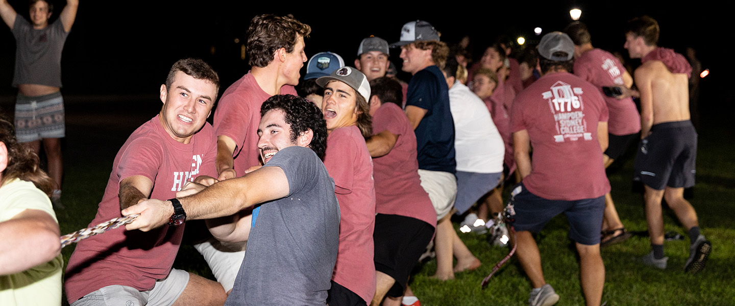 Students in a tug-of-war competition at Hampden-Sydney College