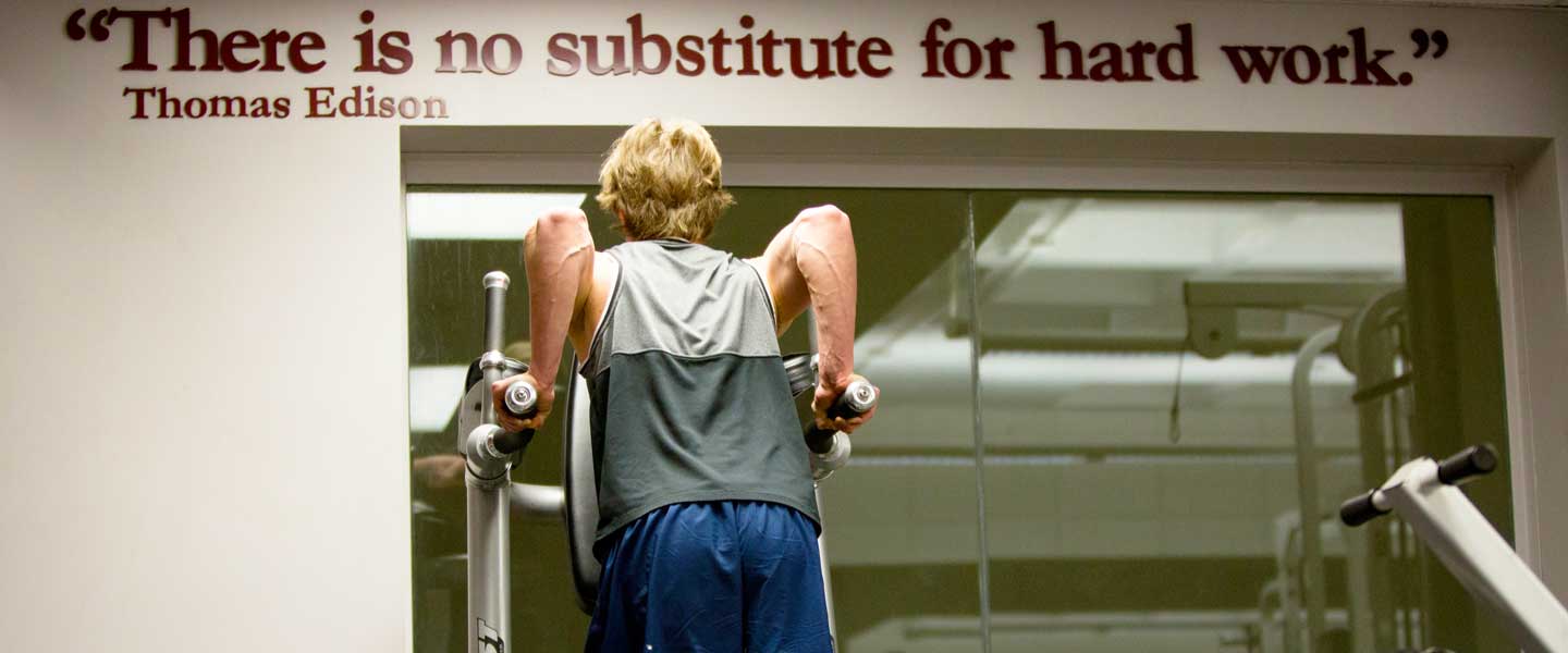 Lifting weights at Hampden-Sydney Fitness Center