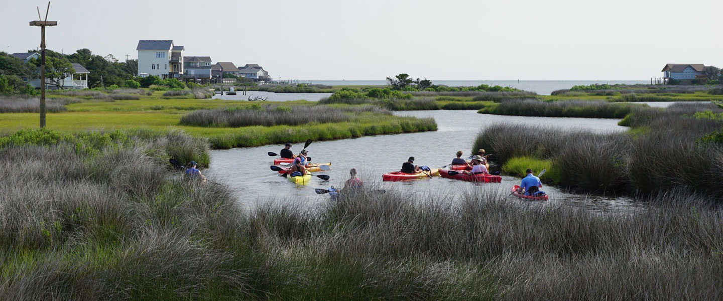 Students kayaking at the Hatteras Island Ocean Center, 2019